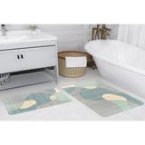 Vivense Dijital Baskı, Kaymaz Taban Ikili Banyo Paspası 100X60 + 60X50 cm RVG5184 - Yeşil - 60 cm x 100 cm x 1 cm