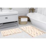 Vivense Dijital Baskı, Kaymaz Taban Ikili Banyo Paspası 100X60 + 60X50 cm RVG5189 - Bej - 60 cm x 100 cm x 1 cm