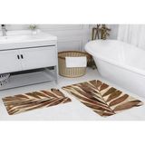 Vivense Dijital Baskı, Kaymaz Taban Ikili Banyo Paspası 100X60 + 60X50 cm RVG5202 - Kahverengi - 60 cm x 100 cm x 1 cm