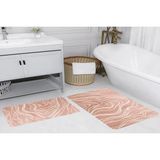 Vivense Dijital Baskı, Kaymaz Taban Ikili Banyo Paspası 100X60 + 60X50 cm RVG5205 - Pembe - 60 cm x 100 cm x 1 cm