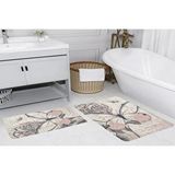 Vivense Dijital Baski, Kaymaz Taban İkili Banyo Paspasi 100x60 + 60x50 Cm Rvg5206 Pembe