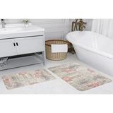 Vivense Dijital Baski, Kaymaz Taban İkili Banyo Paspasi 100x60 + 60x50 Cm Rvg5207 Pembe