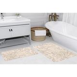 Vivense Dijital Baski, Kaymaz Taban İkili Banyo Paspasi 100x60 + 60x50 Cm Rvg5208 Bej