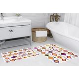 Vivense Dijital Baskı, Kaymaz Taban Ikili Banyo Paspası 100X60 + 60X50 cm RVG5210 - Beyaz - 60 cm x 100 cm x 1 cm