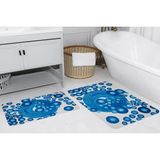 Vivense Dijital Baskı, Kaymaz Taban Ikili Banyo Paspası 100X60 + 60X50 cm RVG5251 - Mavi - 60 cm x 100 cm x 1 cm