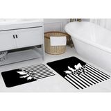 Vivense Dijital Baskı, Kaymaz Taban Ikili Banyo Paspası 100X60 + 60X50 cm RVG5255 - Siyah - 60 cm x 100 cm x 1 cm