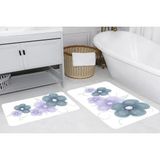 Vivense Dijital Baskı, Kaymaz Taban Ikili Banyo Paspası 100X60 + 60X50 cm RVG5258 - Mavi - 60 cm x 100 cm x 1 cm