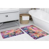 Vivense Dijital Baskı, Kaymaz Taban Ikili Banyo Paspası 100X60 + 60X50 cm RVG5272 - Pembe - 60 cm x 100 cm x 1 cm