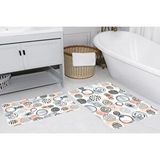 Vivense Dijital Baski, Kaymaz Taban İkili Banyo Paspasi 100x60 + 60x50 Cm Rvg5274 Beyaz