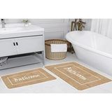 Vivense Dijital Baski, Kaymaz Taban İkili Banyo Paspasi 100x60 + 60x50 Cm Rvg5289 Beyaz