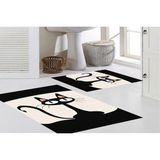 Vivense Dijital Baskı, Kaymaz Taban Ikili Banyo Paspası 100X60 + 60X50 cm RVG5293 - Siyah - 60 cm x 100 cm x 1 cm