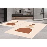 Vivense Dijital Baski, Kaymaz Taban İkili Banyo Paspasi 100x60 + 60x50 Cm Rvg5299 Ekru