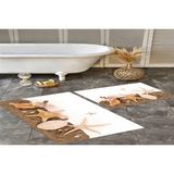 Vivense Dijital Baskı, Kaymaz Taban Ikili Banyo Paspası 100X60 + 60X50 cm RVG5309 - Kahverengi - 60 cm x 100 cm x 1 cm