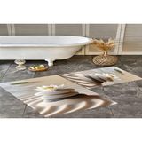 Vivense Dijital Baskı, Kaymaz Taban Ikili Banyo Paspası 100X60 + 60X50 cm RVG5313 - Krem - 60 cm x 100 cm x 1 cm