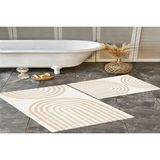 Vivense Dijital Baskı, Kaymaz Taban Ikili Banyo Paspası 100X60 + 60X50 cm RVG5314 - Krem - 60 cm x 100 cm x 1 cm