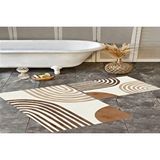 Vivense Dijital Baski, Kaymaz Taban İkili Banyo Paspasi 100x60 + 60x50 Cm Rvg5315 Kahverengi