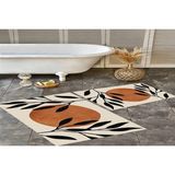 Vivense Dijital Baskı, Kaymaz Taban Ikili Banyo Paspası 100X60 + 60X50 cm RVG5318 - Kahverengi - 60 cm x 100 cm x 1 cm