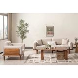 Vivense Diva Koltuk Takımı Açık Gri, Ceviz - 220 cm x 88 cm x 79 cm