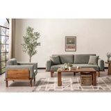 Vivense Diva Koltuk Takımı Yeşil, Ceviz - 220 cm x 88 cm x 79 cm