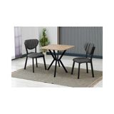 Vivense Elis Mutfak Masa Takımı, 2 Sandalye, Ceviz, 70X70 Cm, Antrasit