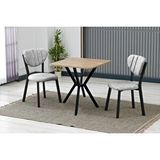 Vivense Elis Mutfak Masa Takımı, 2 Sandalye, Ceviz, 70X70 Cm, Gri