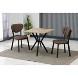 Vivense Elis Mutfak Masa Takımı, 2 Sandalye, Ceviz, 70X70 Cm, Kahve - Kahverengi