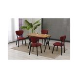 Vivense Elis Mutfak Masa Takımı, 4 Sandalye, Ceviz, 110X70 Cm, Bordo - 70X110
