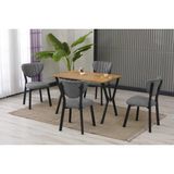 Vivense Elis Mutfak Masa Takımı, 4 Sandalye, Ceviz, 110X70 Cm, Gri - 70X110