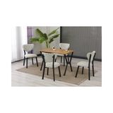 Vivense Elis Mutfak Masa Takımı, 4 Sandalye, Ceviz, 110X70 Cm, Krem - 70X110