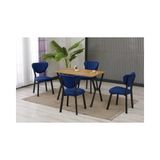 Vivense Elis Mutfak Masa Takımı, 4 Sandalye, Ceviz, 110X70 Cm, Lacivert - 70X110