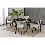 Vivense Elis Mutfak Masa Takımı, 4 Sandalye, Siyah, 110X70 Cm, Krem - 70X110