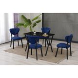 Vivense Elis Mutfak Masa Takımı, 4 Sandalye, Siyah, 110X70 Cm, Lacivert - 70X110