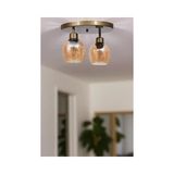 Vivense Enzo Ikili Tepsili Eskitme Bal Camlı Plafonyer Avize - 25 cm x 1 cm x 21 cm - Sarı