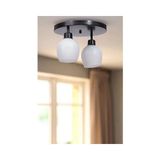 Vivense Enzo Ikili Tepsili Siyah Bal Camlı Plafonyer Avize - 25 cm x 1 cm x 21 cm - Sarı