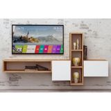 Vivense Esmob Kumkuat Tv Ünitesi, Meşe-Beyaz - Kahverengi - 160 cm x 35 cm x 70 cm