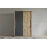 Vivense Esmob Lisa Sürgülü Gardırop, Atlantik Çam Antrasit - 140 cm x 60 cm x 200 cm - Abanoz