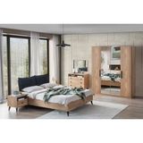 Vivense Eti Yatak Odası Takımı, 4 Kapaklı, Aynalı - Ceviz - 160X200