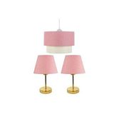 Vivense Evlight 3'lü Set Avize Metal Abajur Pembe