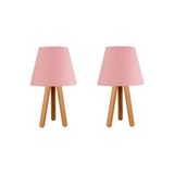Vivense EVLİGHT İKİLİ SET KOMODİN ÜÇ AYAKLI AHŞAP ABAJUR, PEMBE