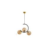 Vivense Glass Word 3 Bal Camlı Siyah Kasalı Avize, Gold Detaylı