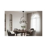 Vivense Glass Word 3 Füme Camlı Siyah Kasalı Avize, Krom