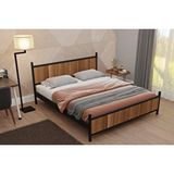 Vivense Gm Çift Kişilik Metal Siyah Ceviz Karyola 140X190 - Meşe