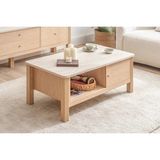Vivense Haven Orta Sehpa, Meşe Traverten - 102 cm x 56 cm x 42 cm - Kırık Beyaz; Meşe