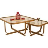 Vivense Hisar Ikili Set Orta Sehpa, Ceviz Bronz Cam - 90 cm x 90 cm x 45 cm