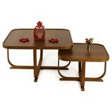Vivense Hisar Ikili Set Orta Sehpa, Ceviz Tablalı - 90 cm x 90 cm x 45 cm