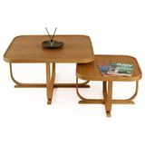 Vivense Hisar Ikili Set Orta Sehpa, Meşe Tablalı - 90 cm x 90 cm x 45 cm