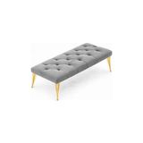 Vivense Ideal Puf, Gri, Gold Metal Ayak - 40 cm x 90 cm x 7 cm