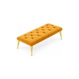 Vivense Ideal Puf, Hardal, Gold Metal Ayak - 40 cm x 90 cm x 7 cm