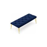 Vivense Ideal Puf, Lacivert, Gold Metal Ayak - 40 cm x 90 cm x 7 cm