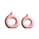 Vivense İkili Halka Vazo Set Açik Pembe